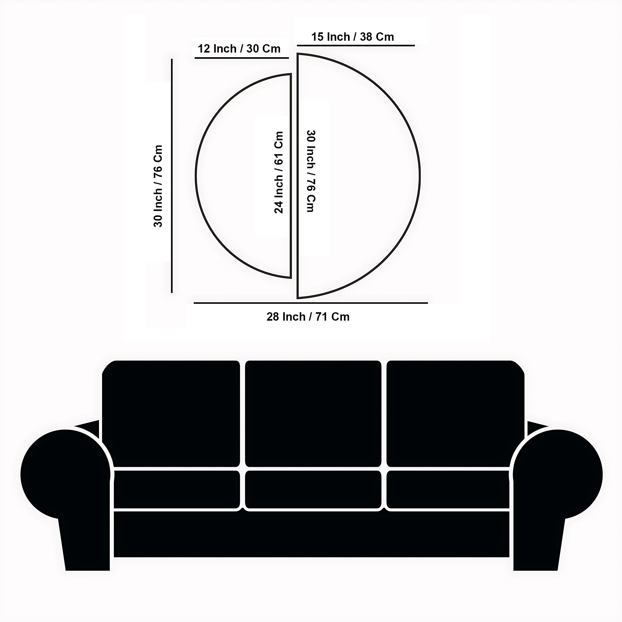Modern Golden Line Art Textured Design Semi Circle Frames Set Of 2