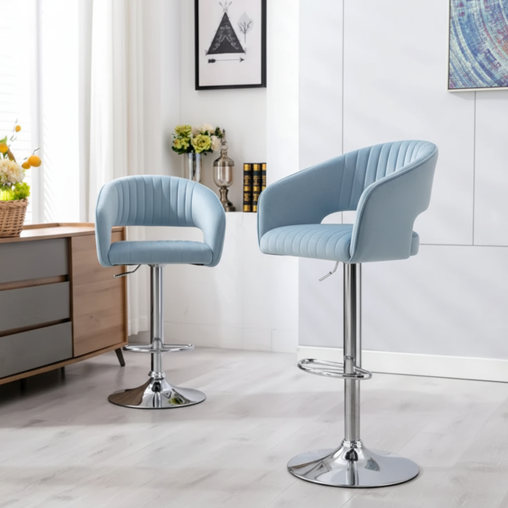 Plush Feel Velvet Adjustable Bar Stool / Long Chair