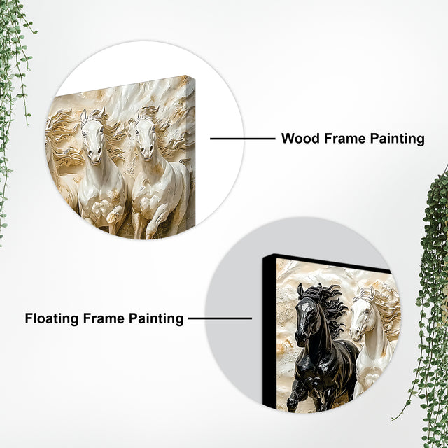 3D Art Auspicious Canvas wall Painting of Seven Running Horses