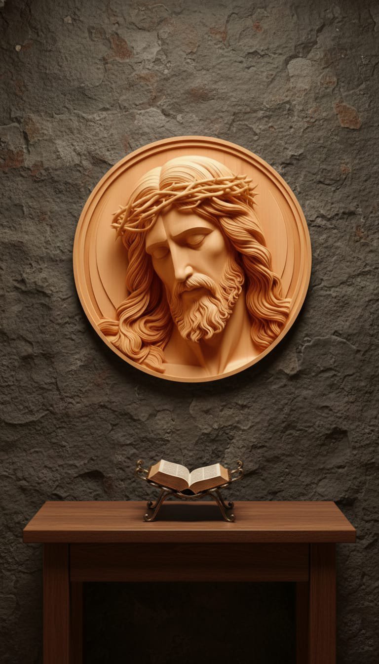 3D Jesus Christ Wall Art for Home & Office Decor – Sacred Crown of Thorns Design