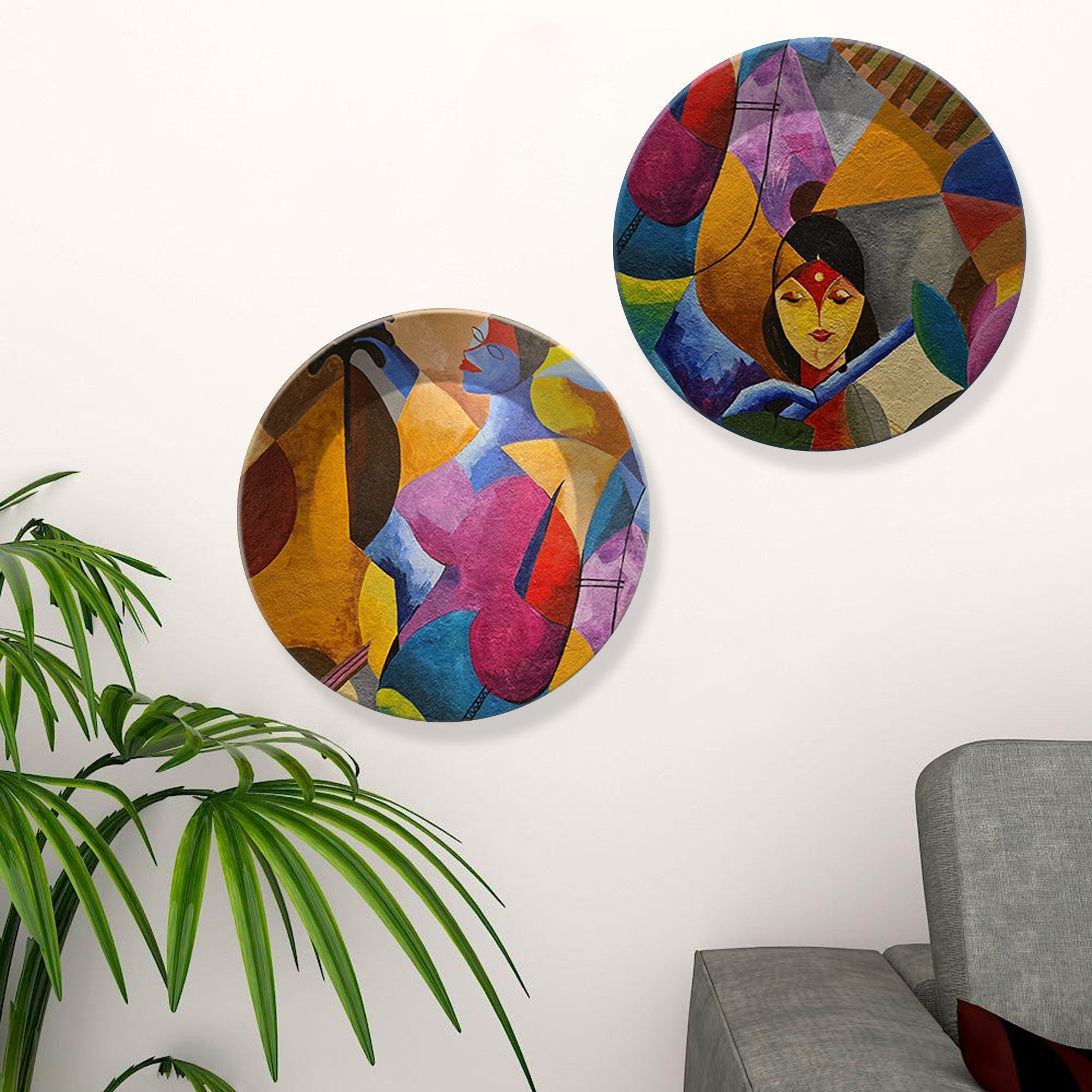 Ceramic Wall Hanging Plates of Two Pieces