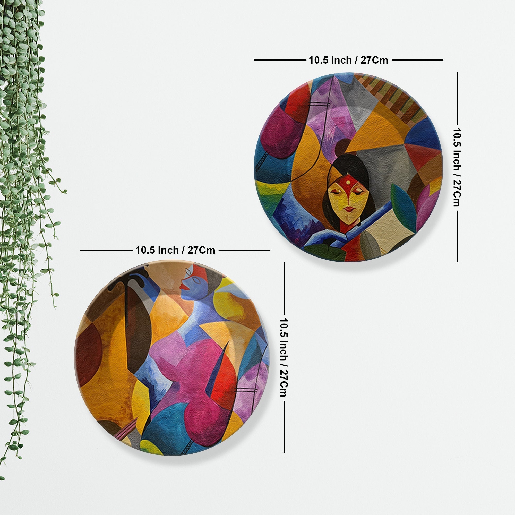 Art Ceramic Wall Hanging Plates of Two Pieces