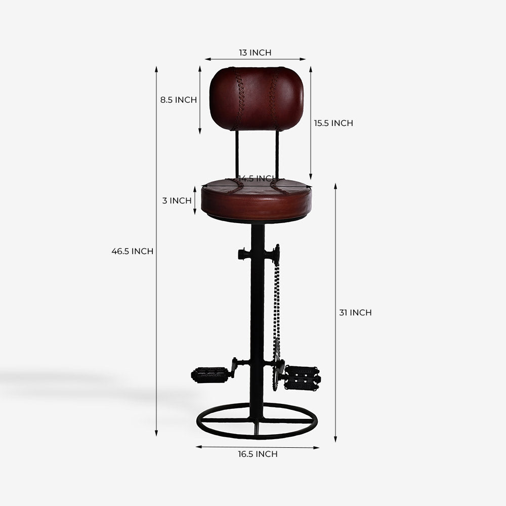 Bicycle Pedal Lounge Bar Chair with Leather Seat and Back