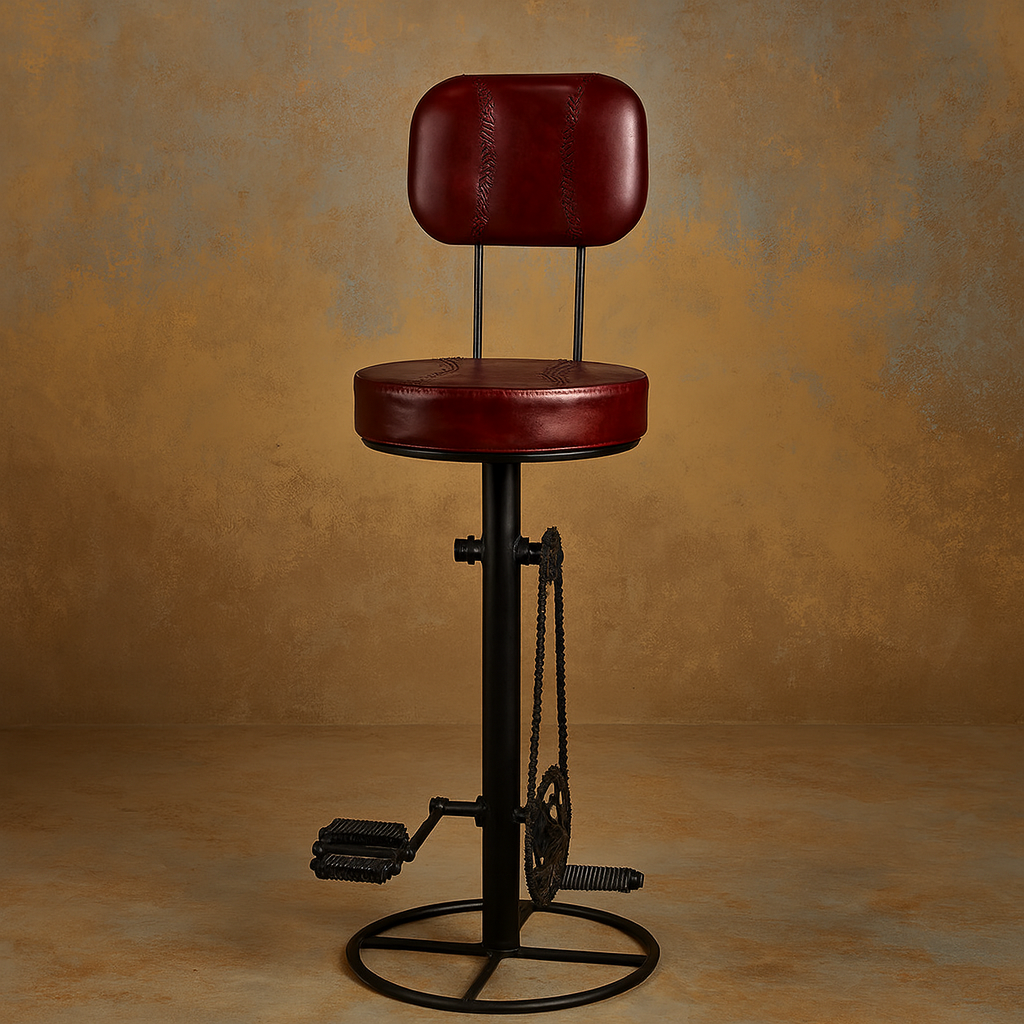 Bicycle Pedal Lounge Bar Chair with Leather Seat and Back