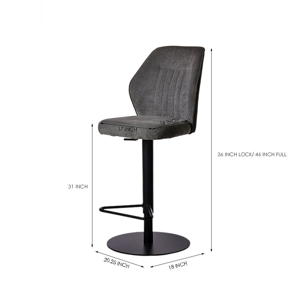 Counter Height Lounge Bar Chair with Grey Seat and Black Base