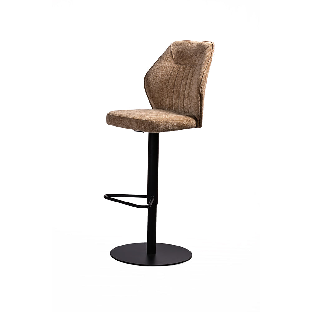 Tall Lounge Bar Chair with Cushioned Tan Brown Seat