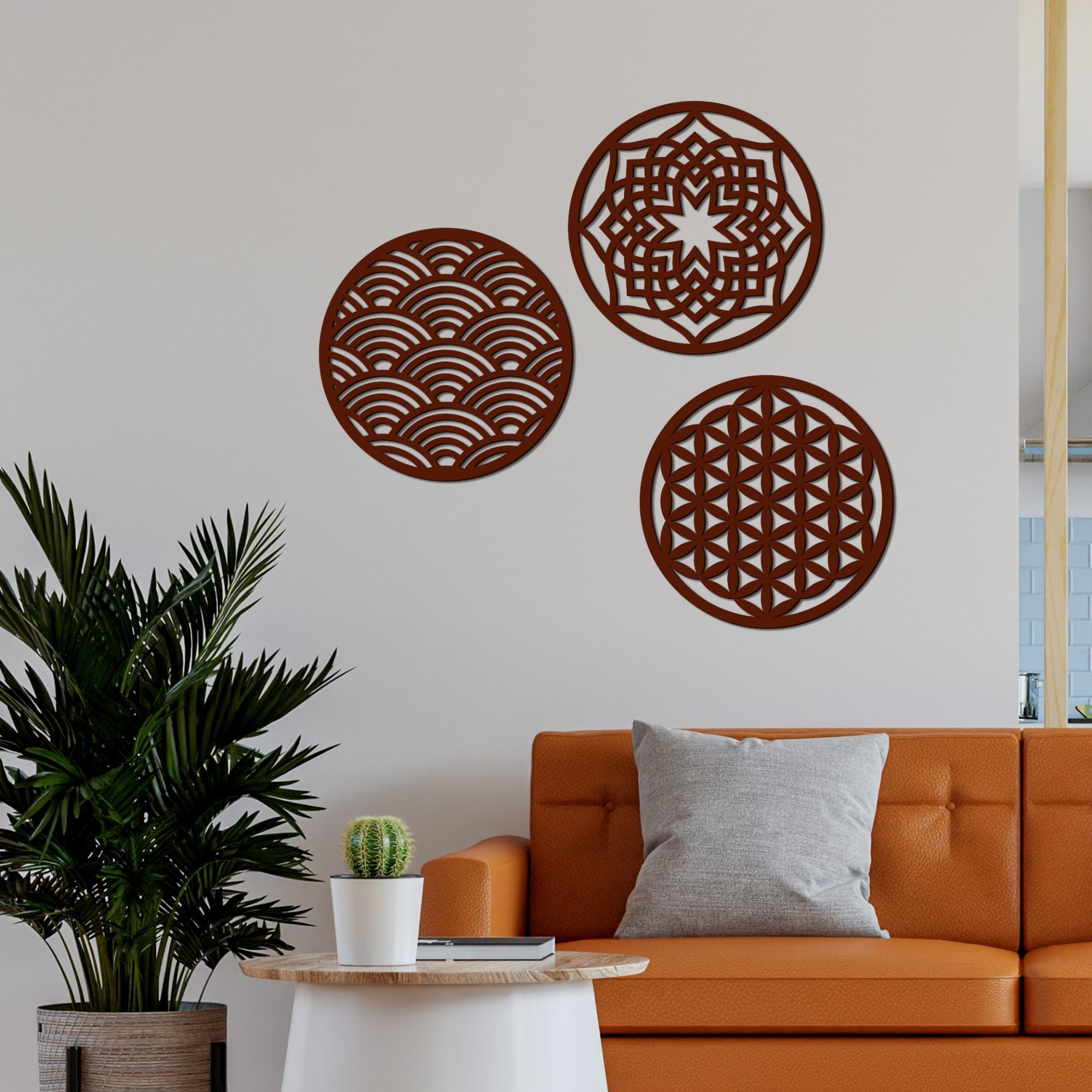 Beautiful Geometric Design in Circles Premium Wooden Wall Hanging