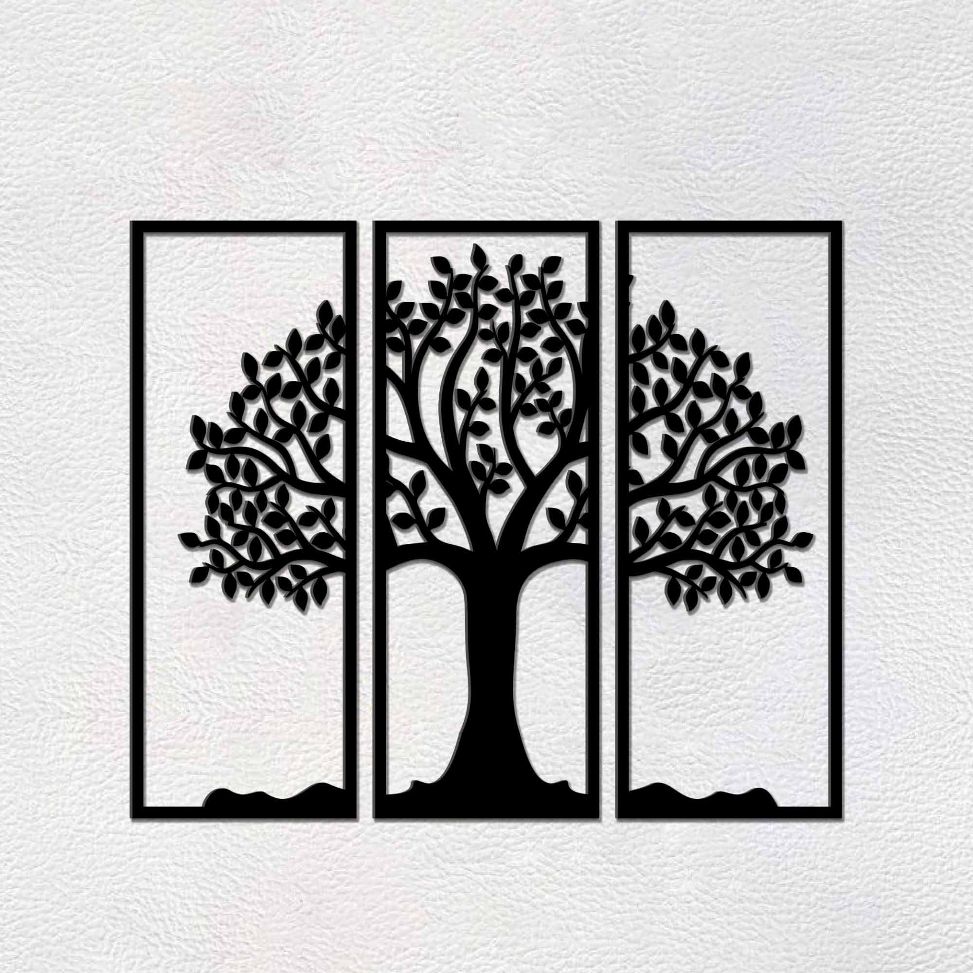 Beautiful Tree Design in 3 Pieces Premium Quality Wooden Wall Hanging