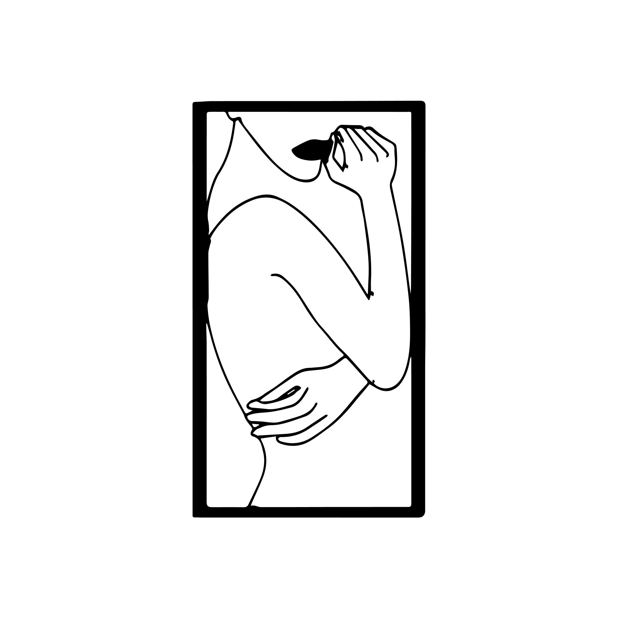 Beautiful Girl Line Art Frame Metal Wall Art Decor