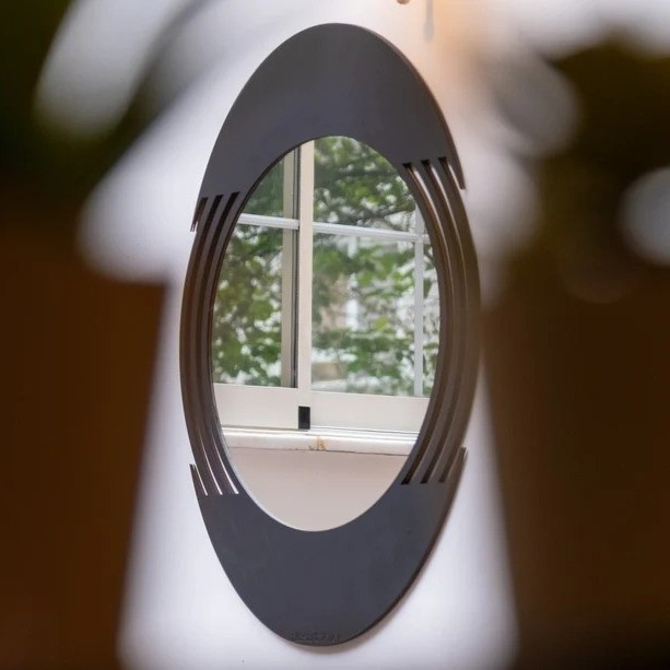 Designer Black Wall Mirror | Modern Round Decorative Style