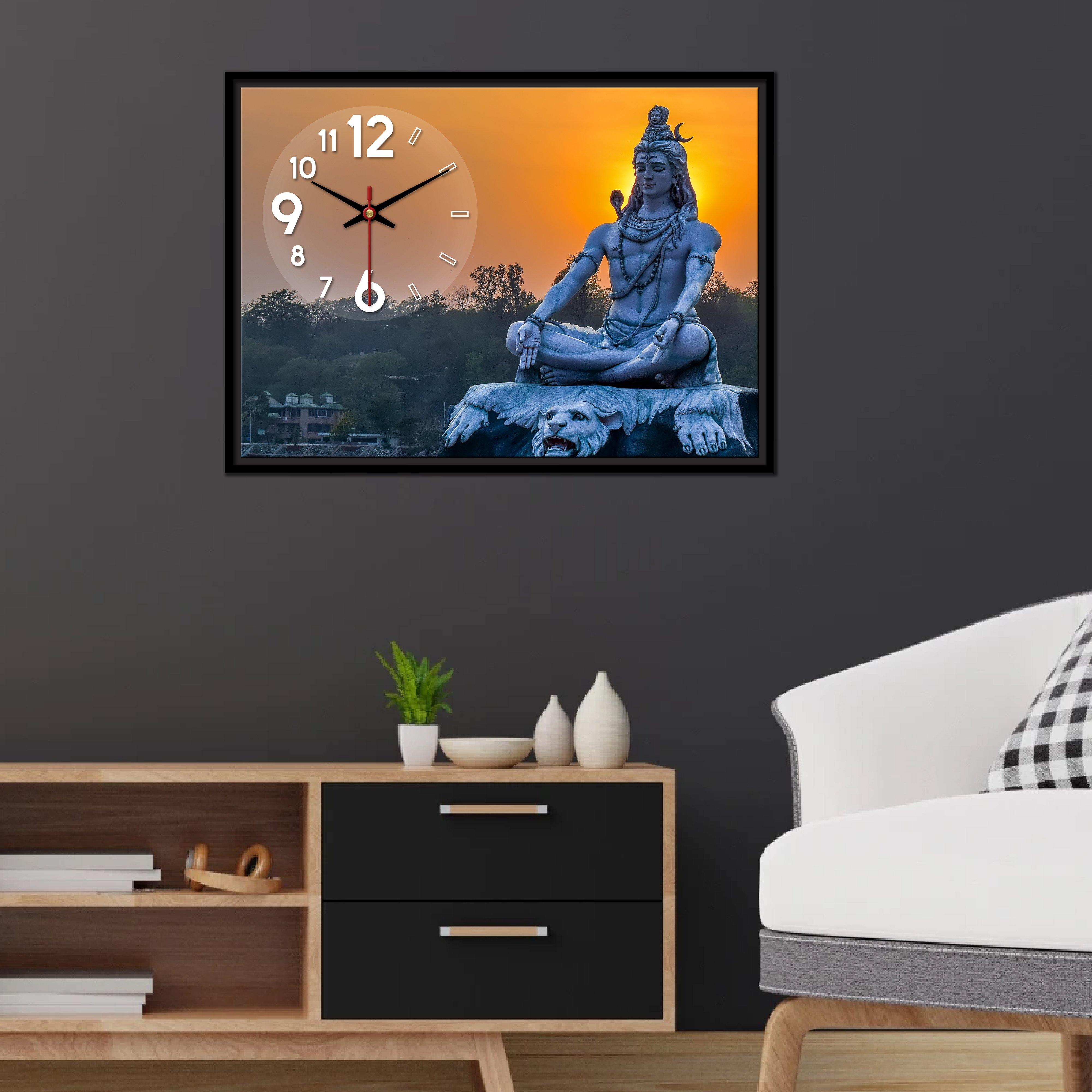 Lord Mahadev Wall Painting with Clock