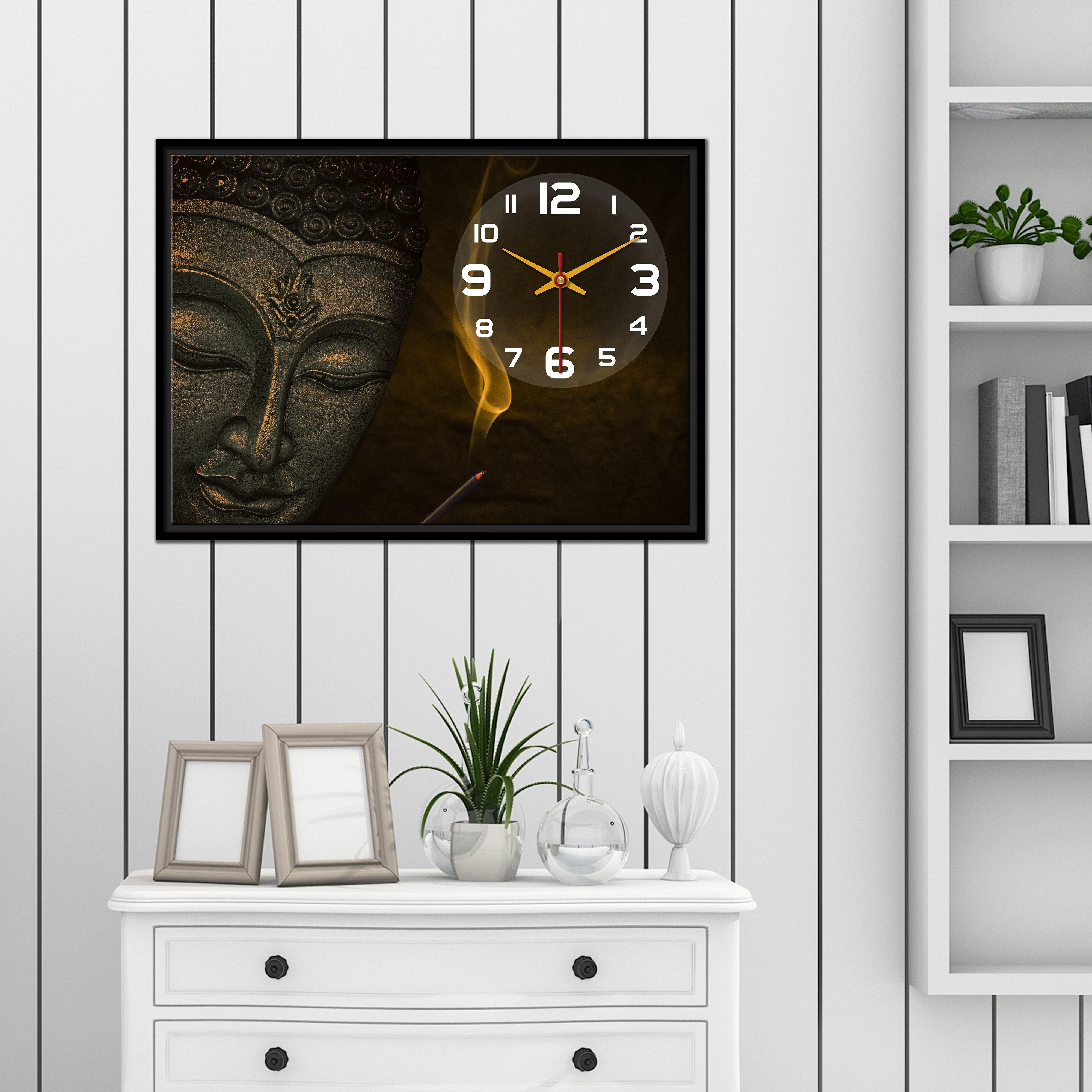 Lord Buddha Wall Painting with Clock
