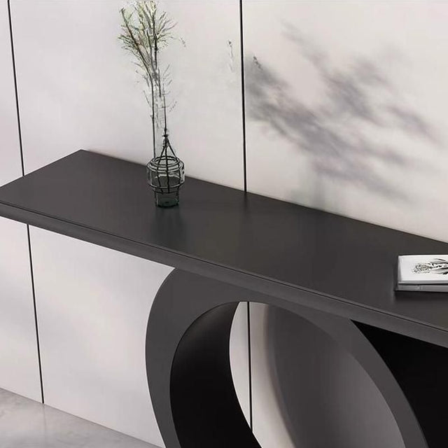 Modern Black Console Table with Circle Base