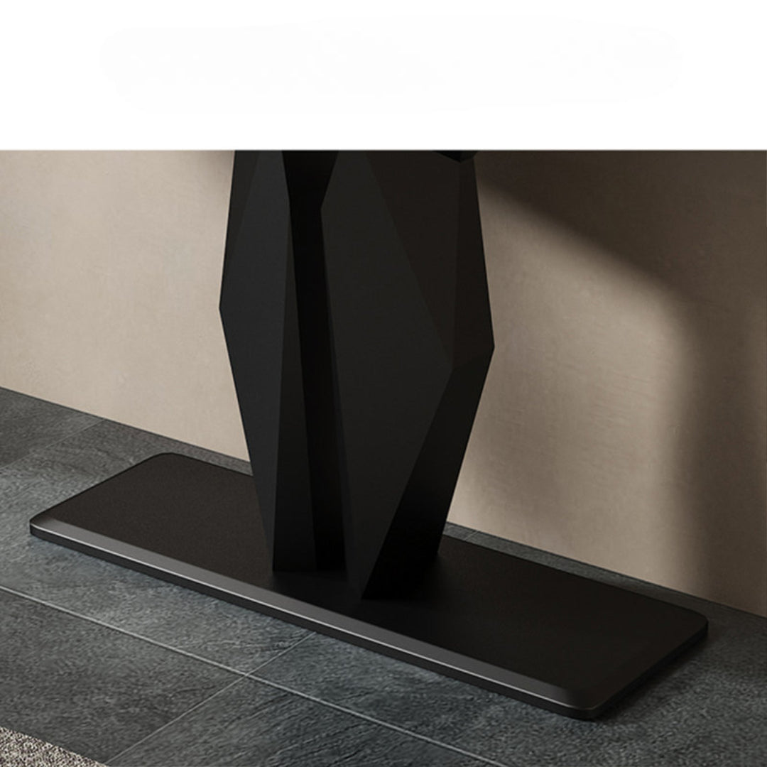 Geometric Black Console with Premium Marble Top