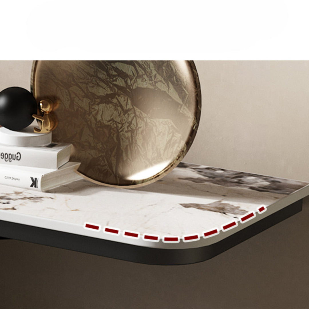 Geometric Black Console with Premium Marble Top