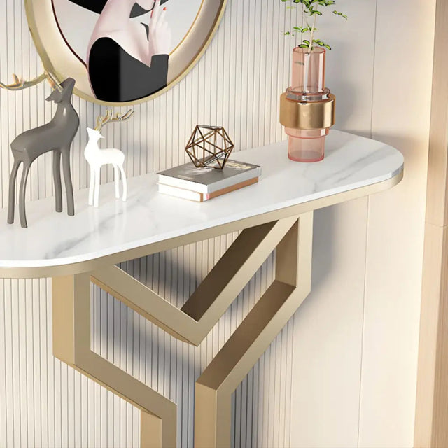 Luxury Y Shape Gold Console with White Marble Top