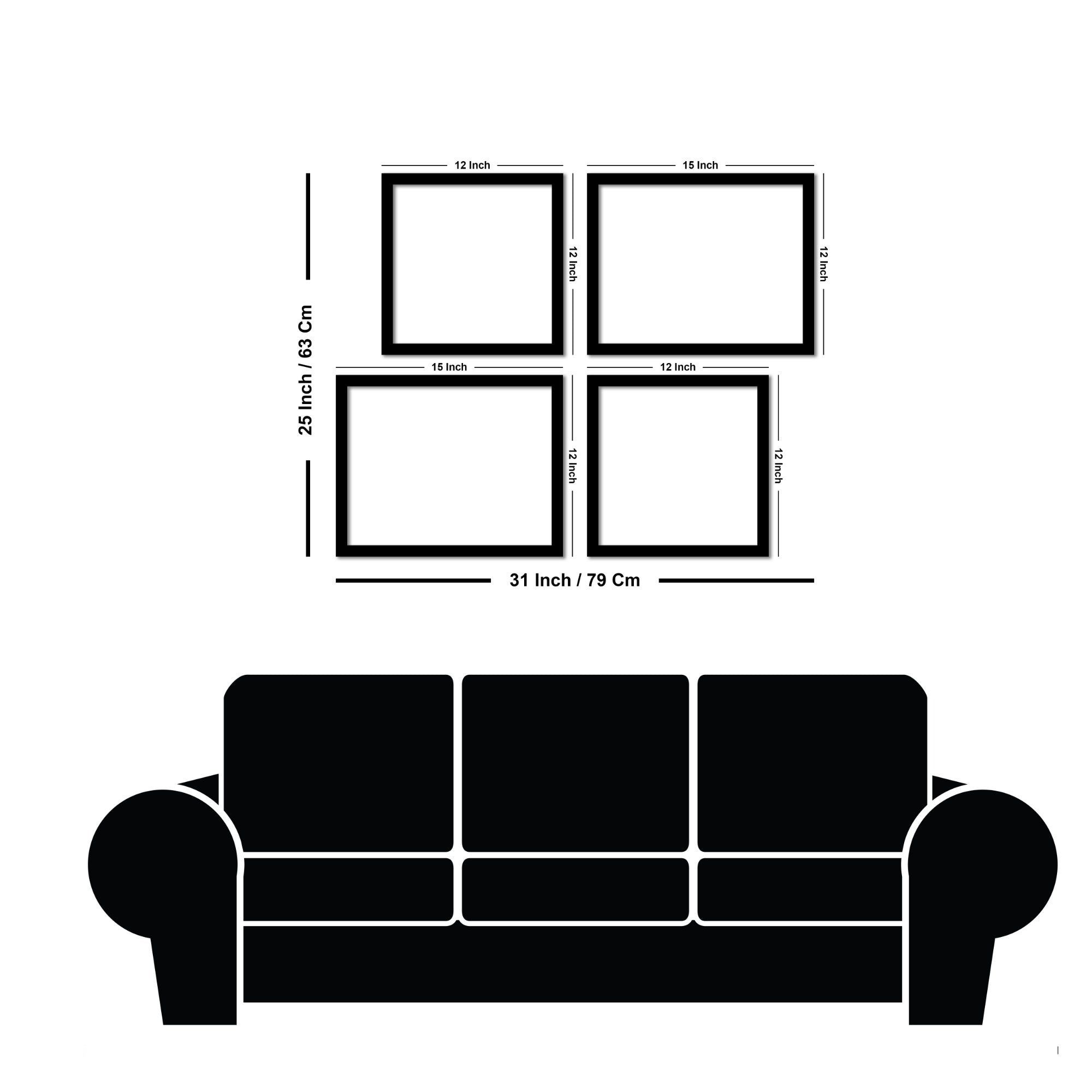 Premium Indian Warli Art Wall Frame Set of Four