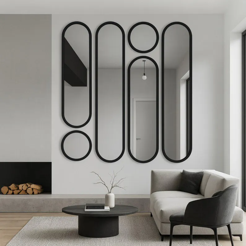 Modern Wall Mirror Set | Metal Frame Mirrors