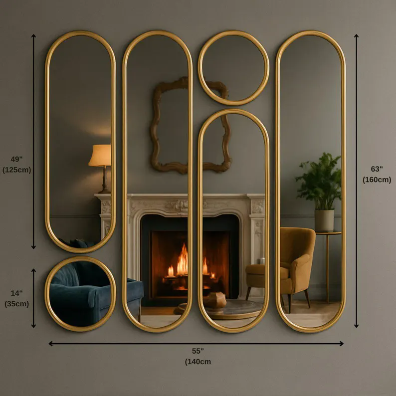 Modern Wall Mirror Set | Metal Frame Mirrors