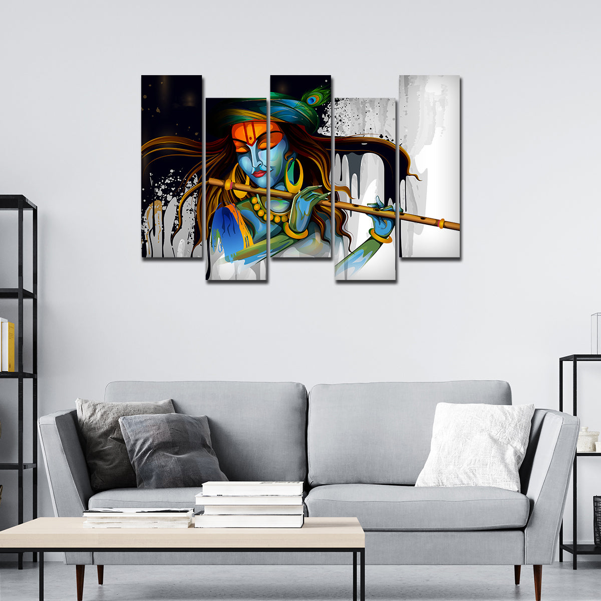 Flute Playing Lord Krishna Wall Painting