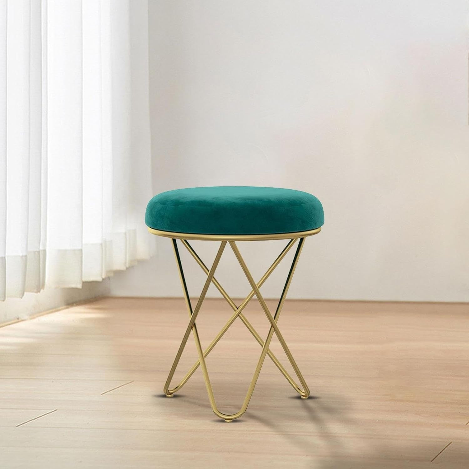 Stylish Green Velvet Sofa Lounge Chair with Ottoman