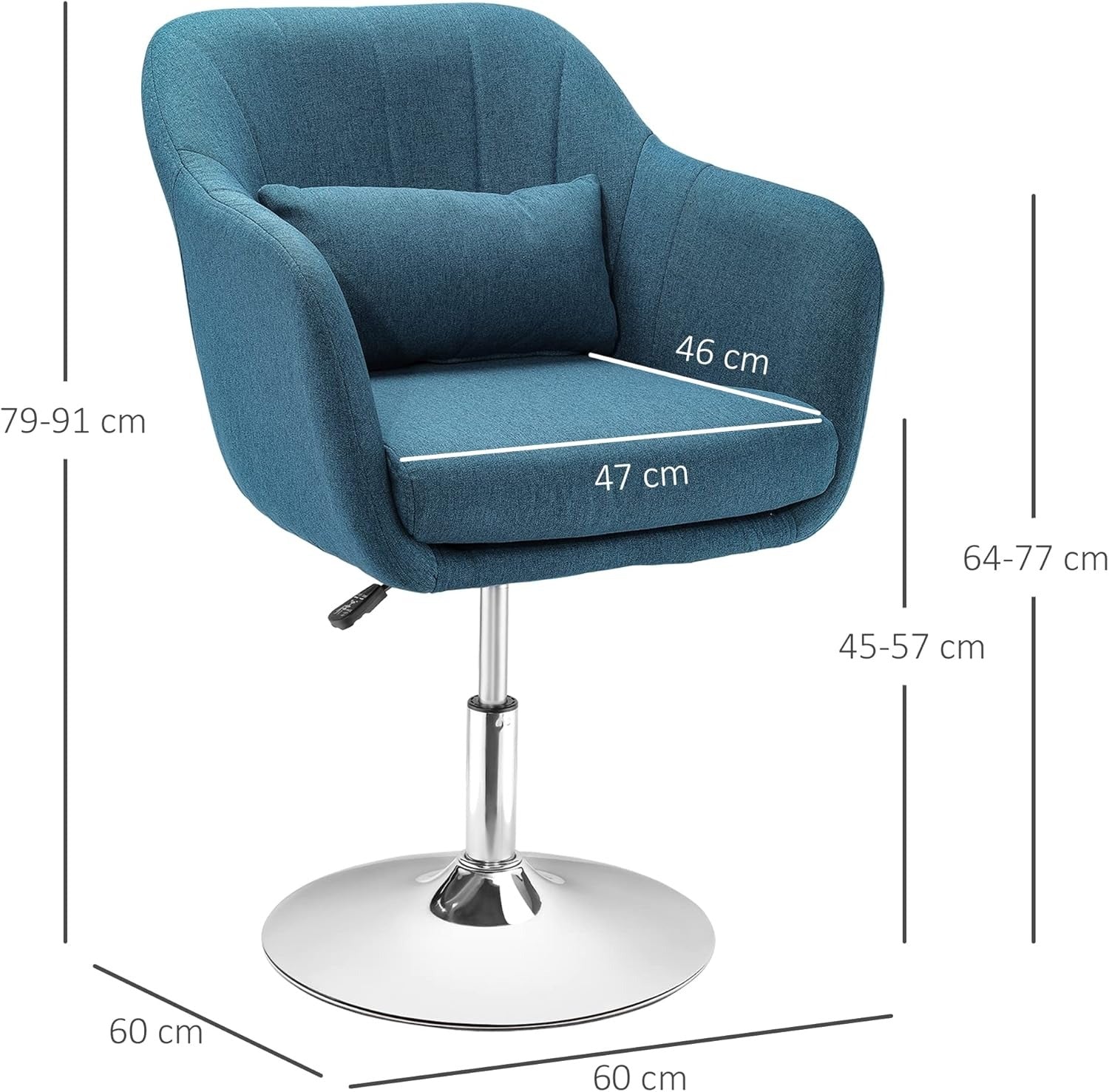 Modern Blue Sofa Lounge Chair with Cushion Seat