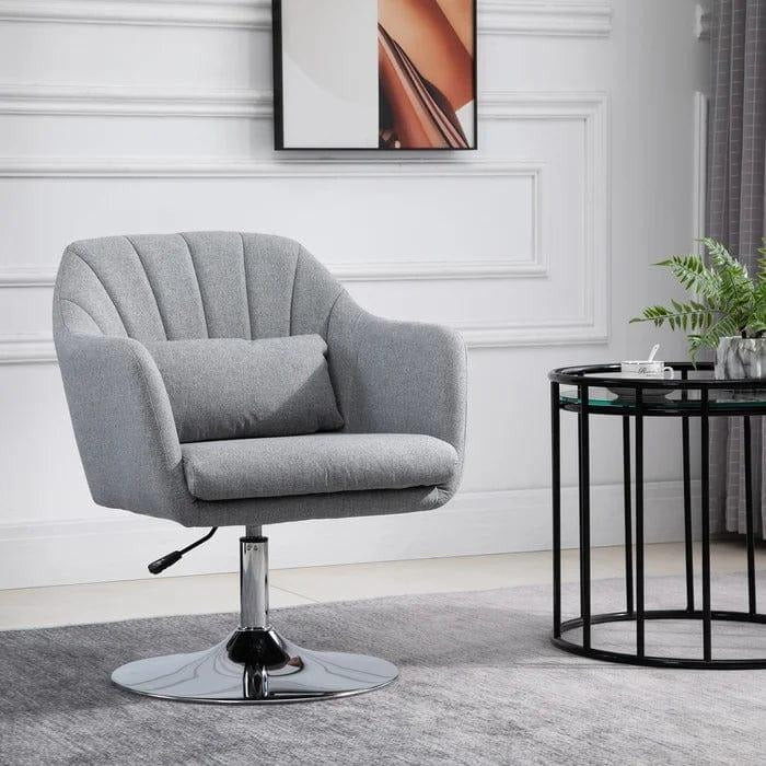 Elegant Grey Swivel Sofa Lounge Chair with Cushion