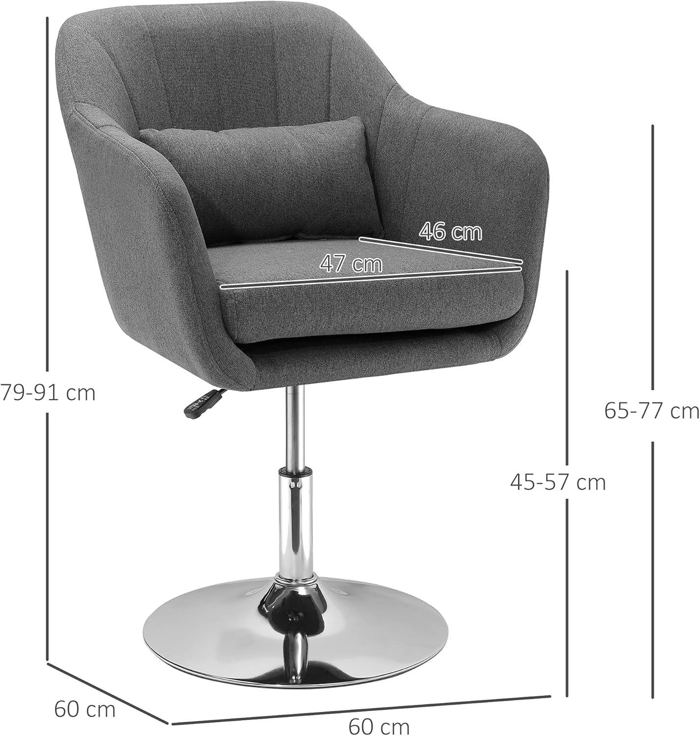 Elegant Grey Swivel Sofa Lounge Chair with Cushion