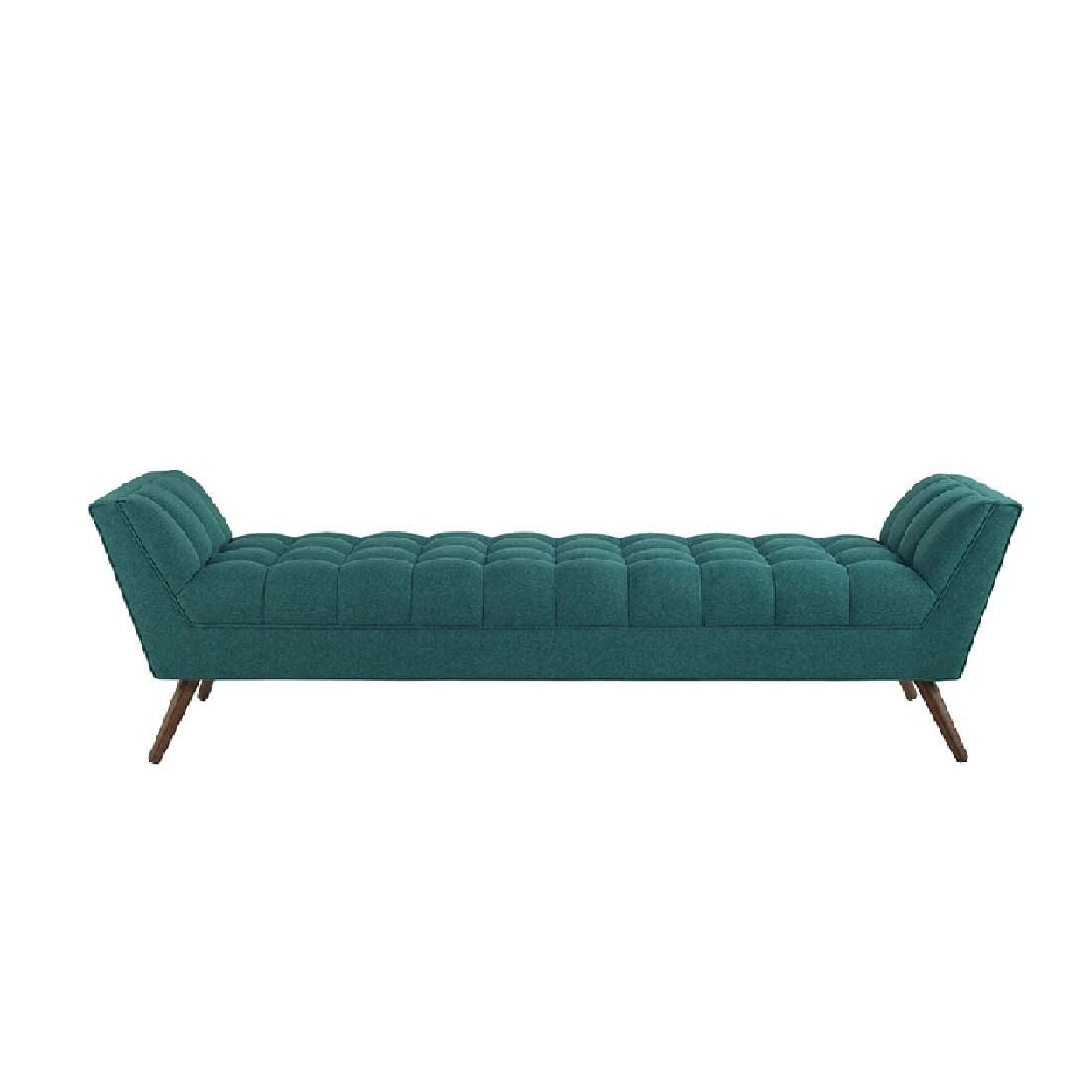 Stylish Teal Tufted Sofa Lounge Chair with Wooden Legs