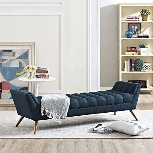 Navy Blue Tufted Sofa Lounge Chair with Wooden Legs