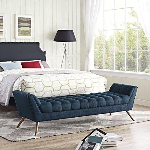 Navy Blue Tufted Sofa Lounge Chair with Wooden Legs