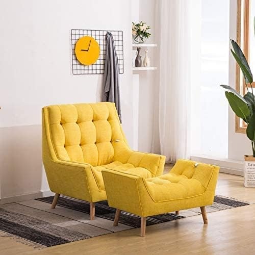 Modern Yellow Sofa Lounge Chair with Footrest
