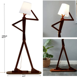 Playful Figurine Brown & White Wood Floor Lamp 