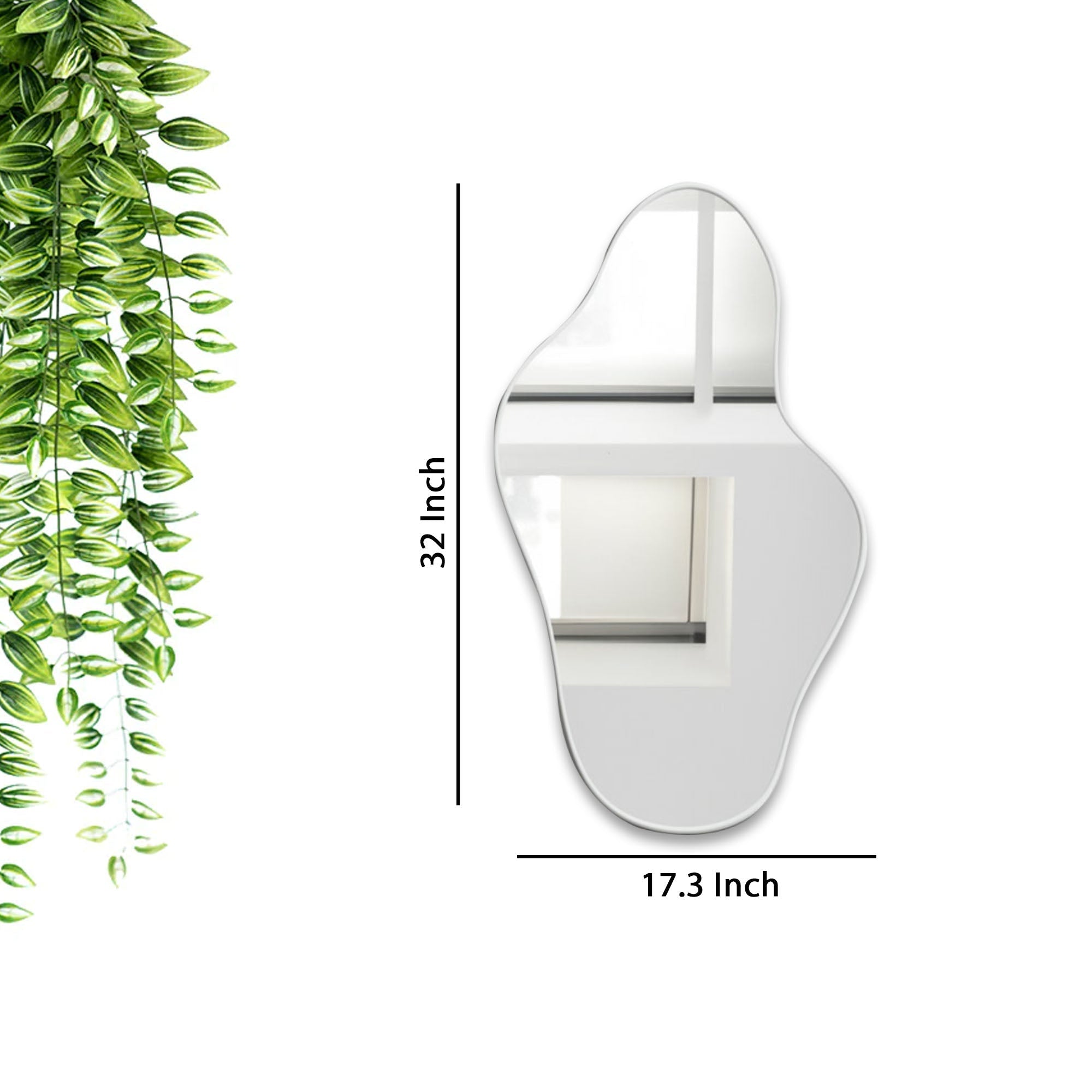 Asymmetrical Irregular Bathroom Decor Mirror with White Wooden Finish