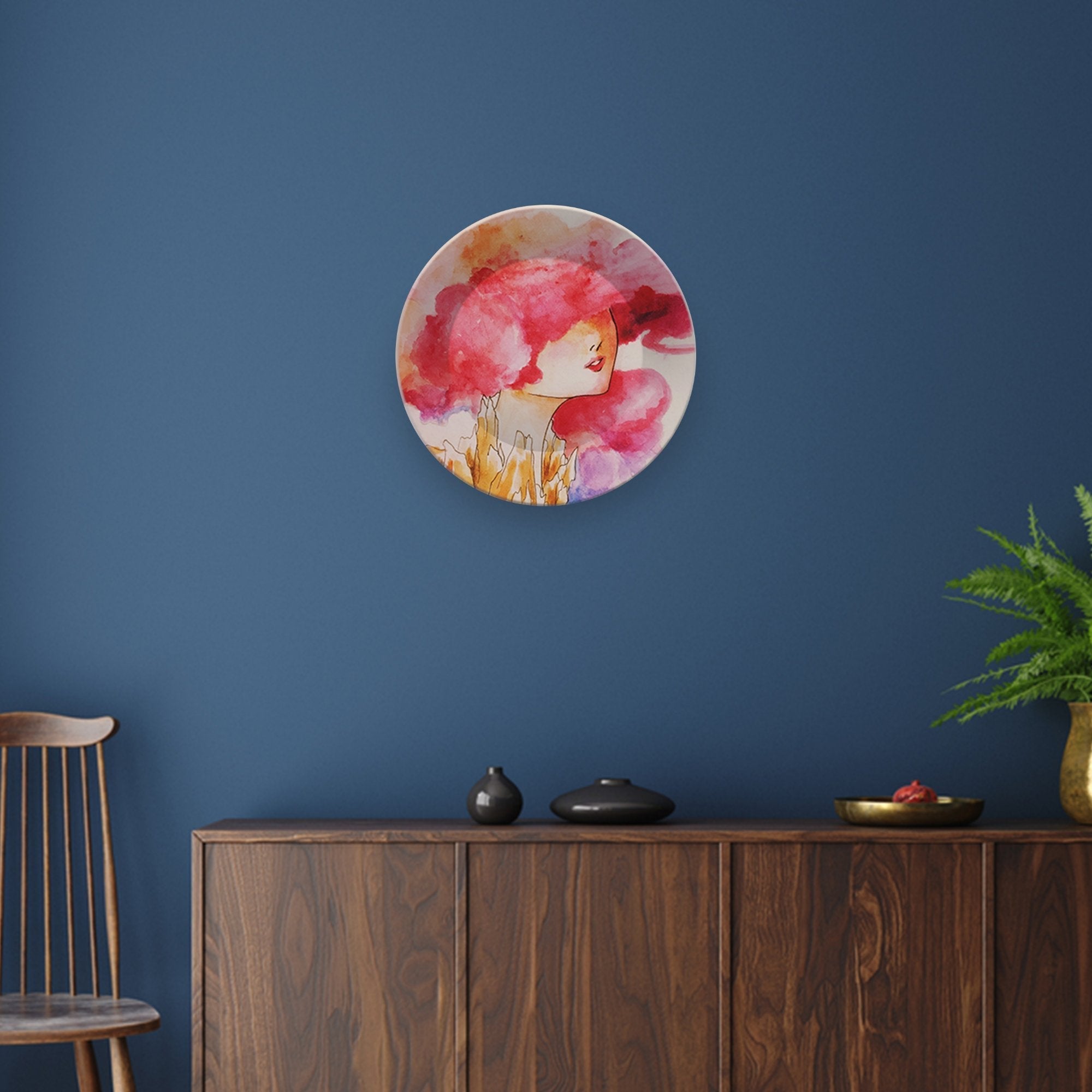 Hanging Wall Plate Painting of Face in Colorful textures