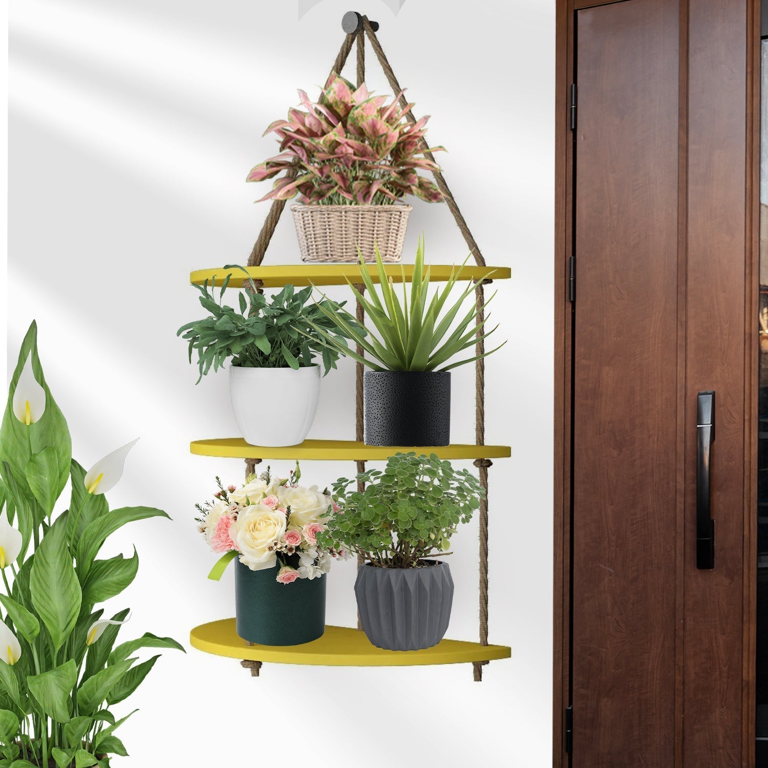 Wooden Wall Hanging Planter Shelf