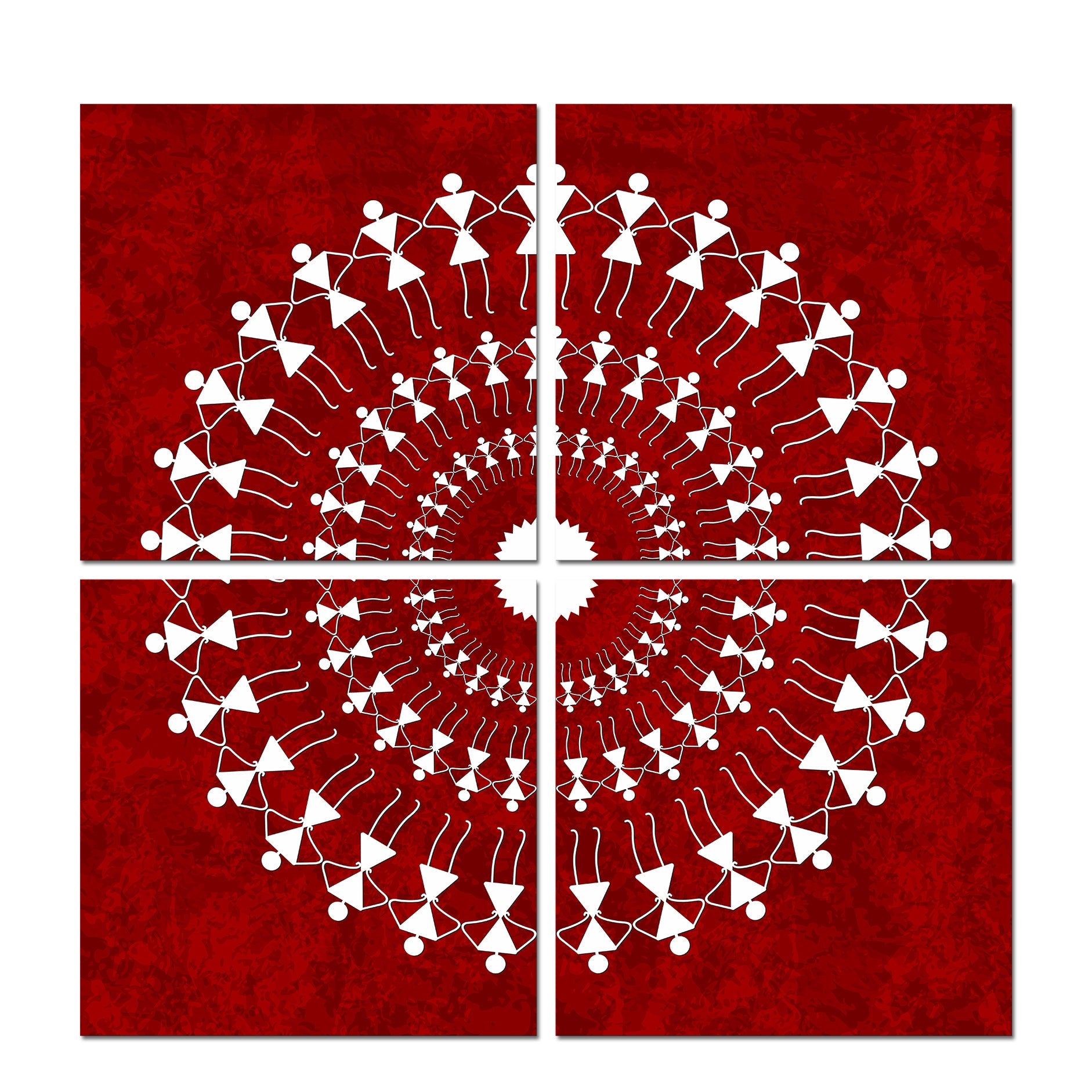 Warli Art Painting Wall Hanging, Set of 4