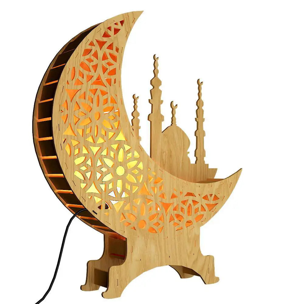 Wooden Moon Shape Night Lamp