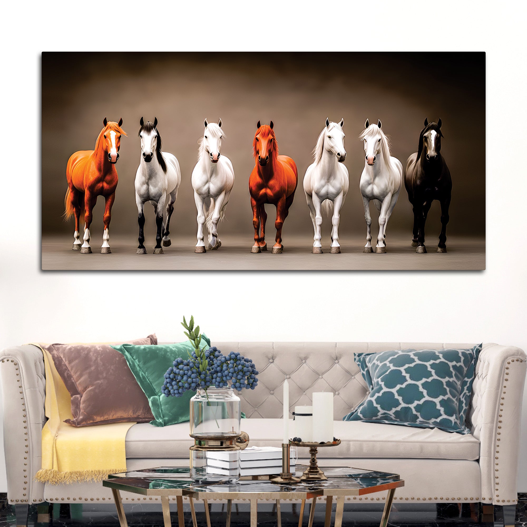 A Group of Diverse Horses Canvas Wall Painting