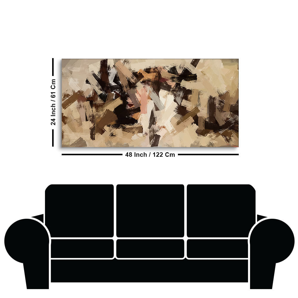 Abstract Art in Beige and Brown color Strokes Canvas Wall Painting