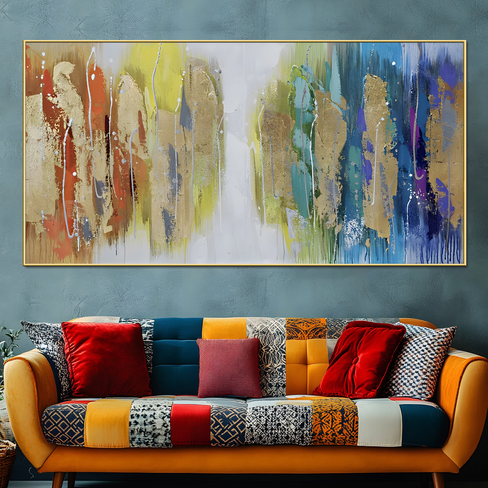 Abstract Art Textures Painted Wall Painting with Floating Frame