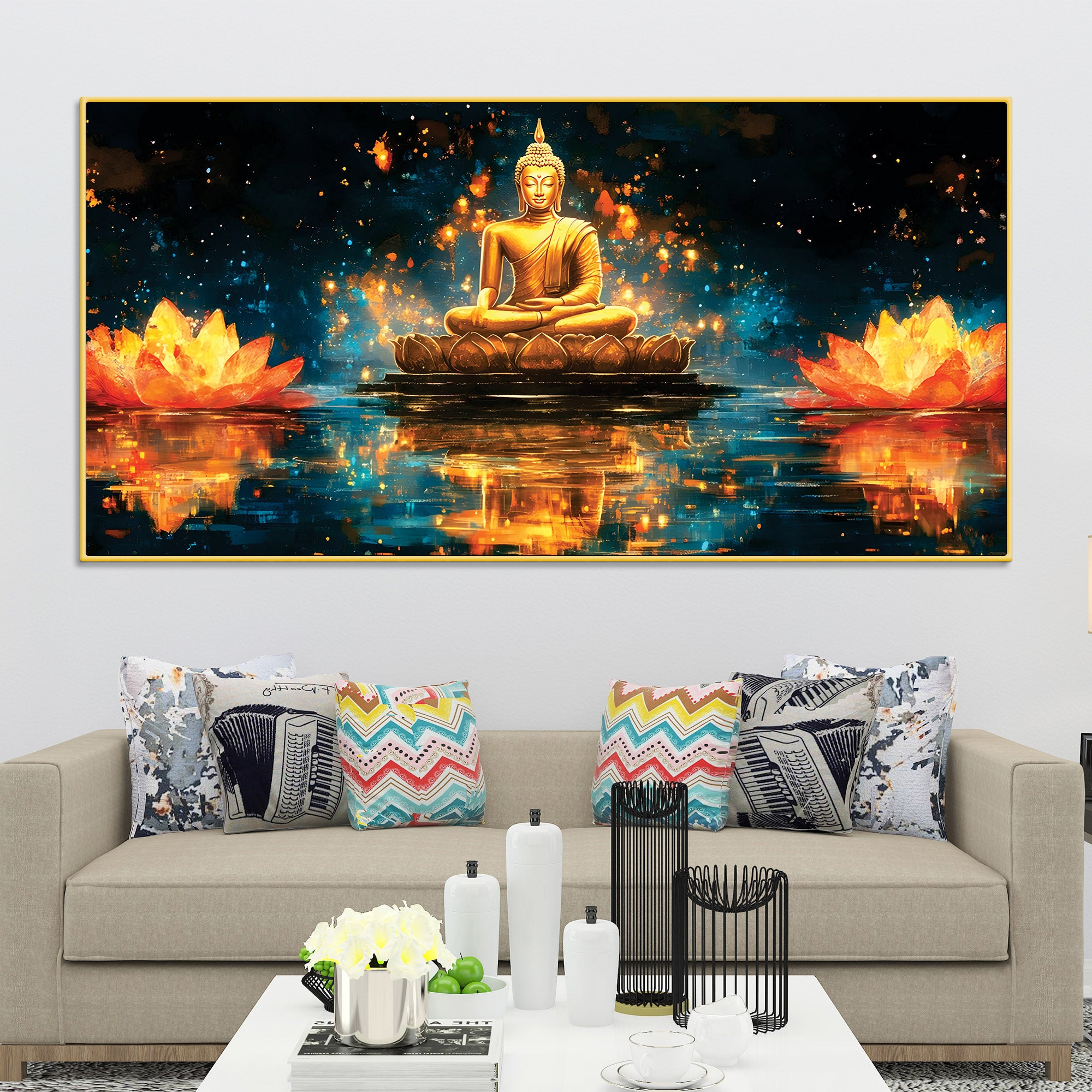 Abstract Buddha Wall Painting – Meditation Room Decor
