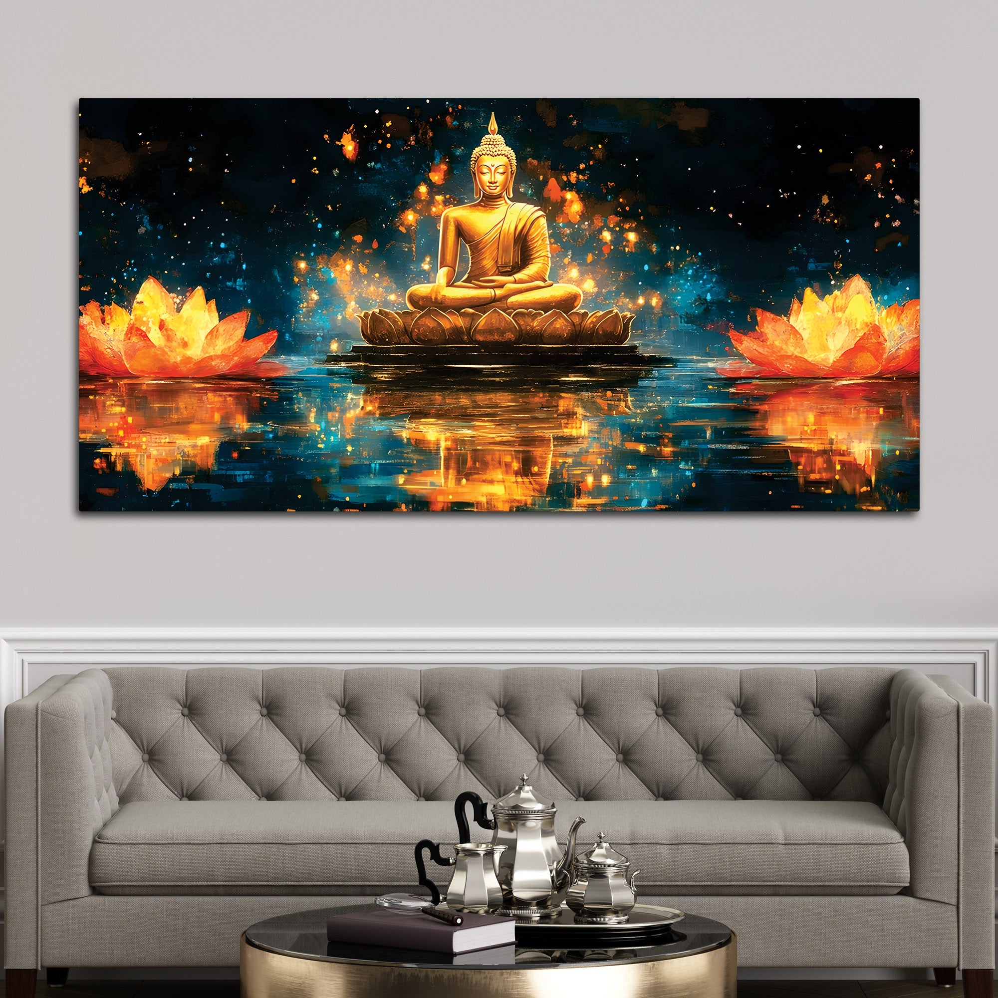 Abstract Buddha Wall Painting – Meditation Room Decor