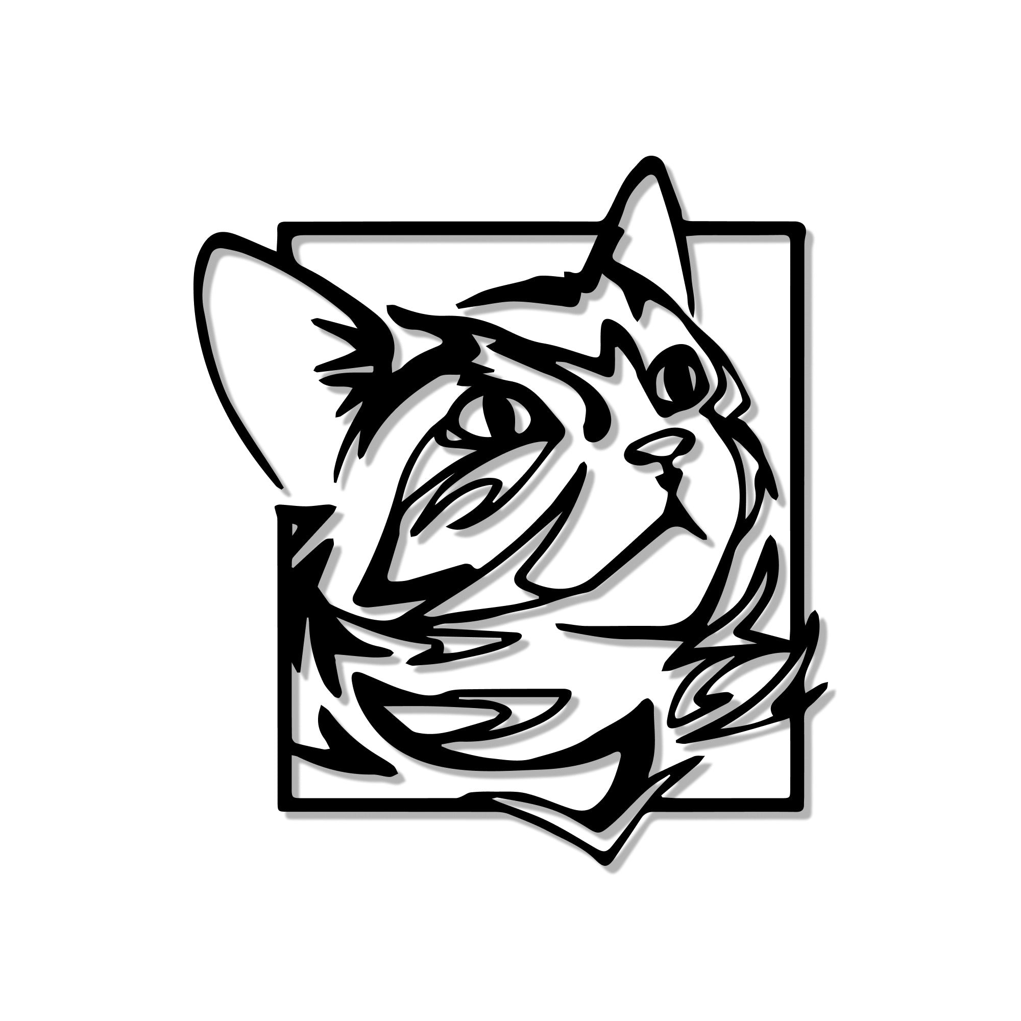 Abstract Design Cat Face Metal Art Animal Wall Decor