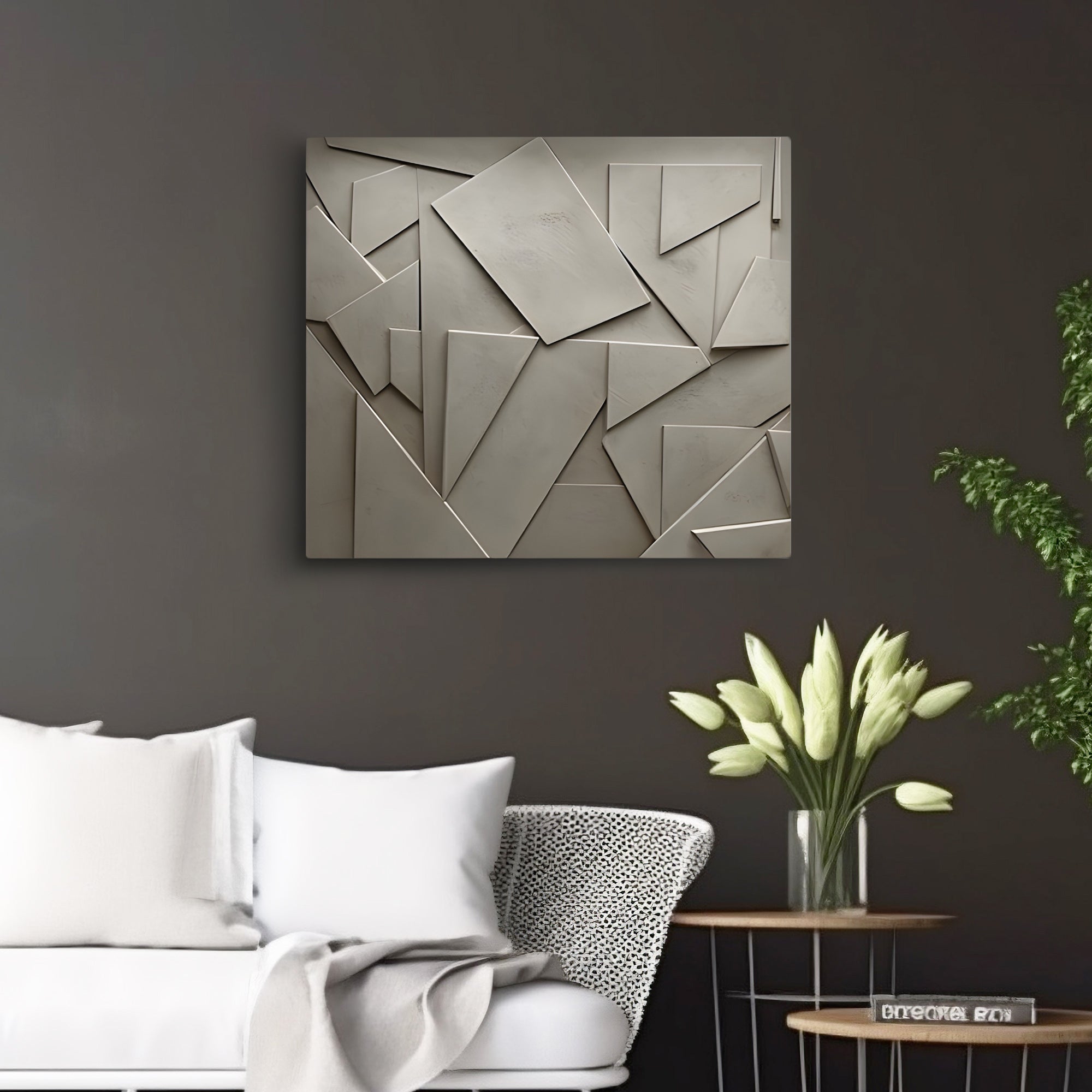 Abstract Textured 3D Wall Decor with Curved and Block Shapes
