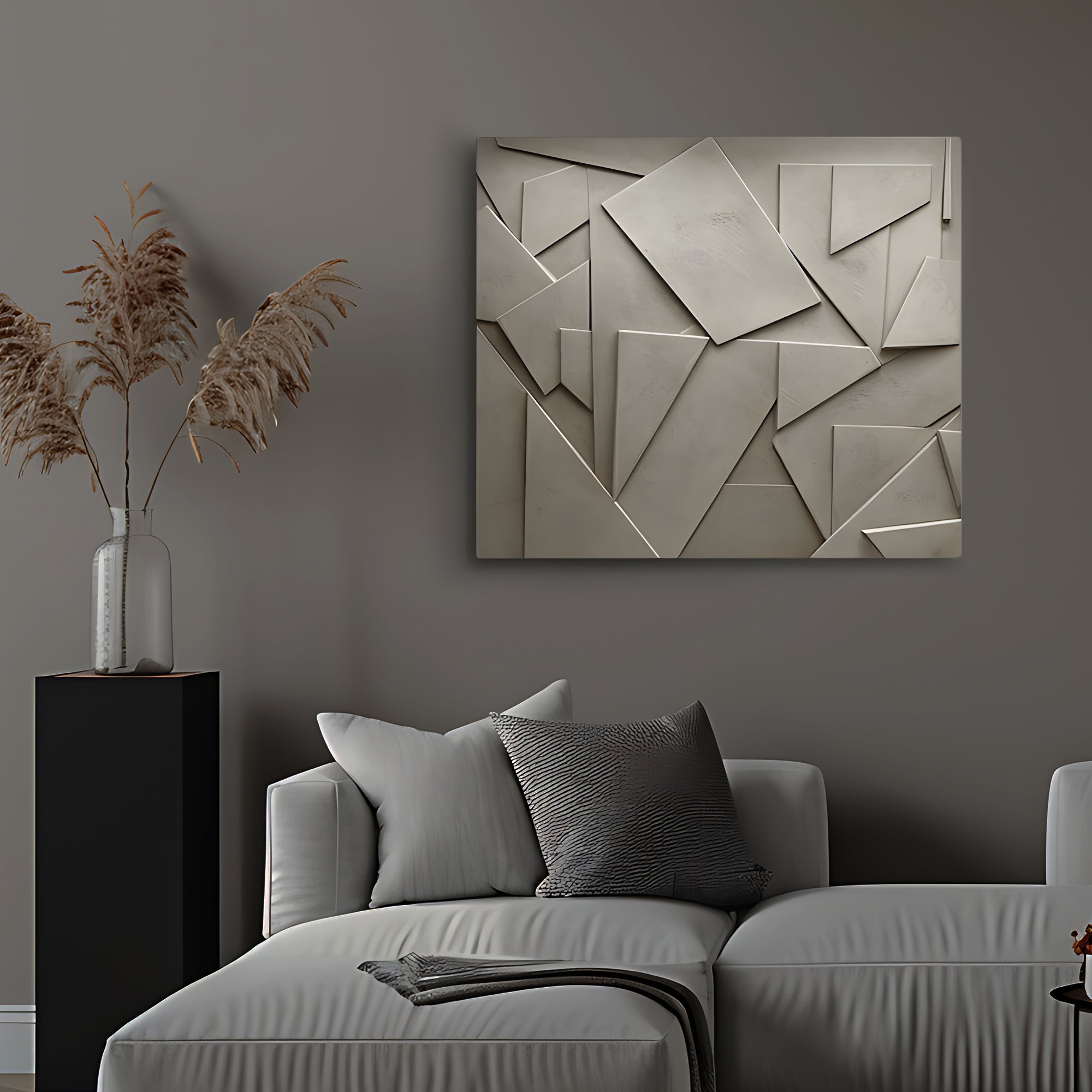 Abstract Textured 3D Wall Decor with Curved and Block Shapes
