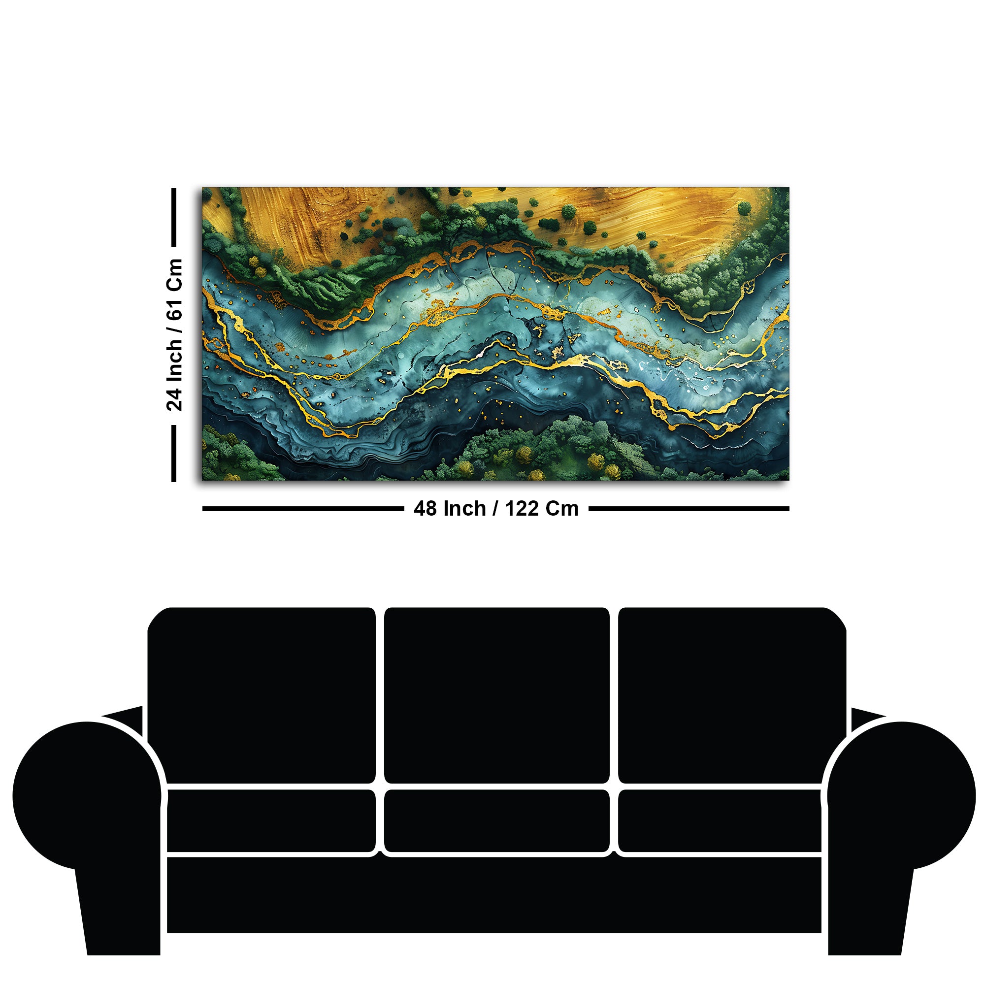 Abstract View of River Art Canvas Wooden Wall Painting
