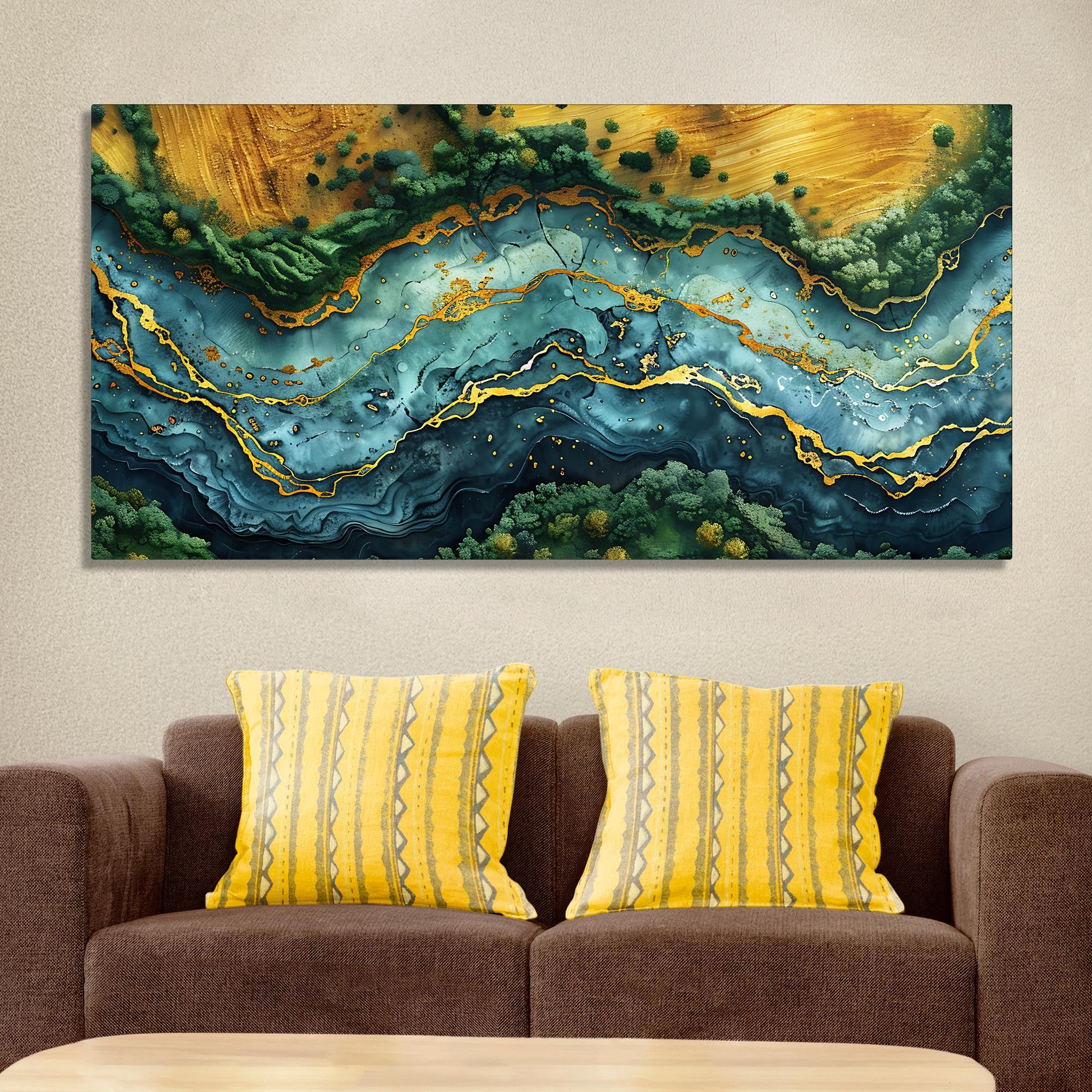 Abstract View of River Art Canvas Wooden Wall Painting
