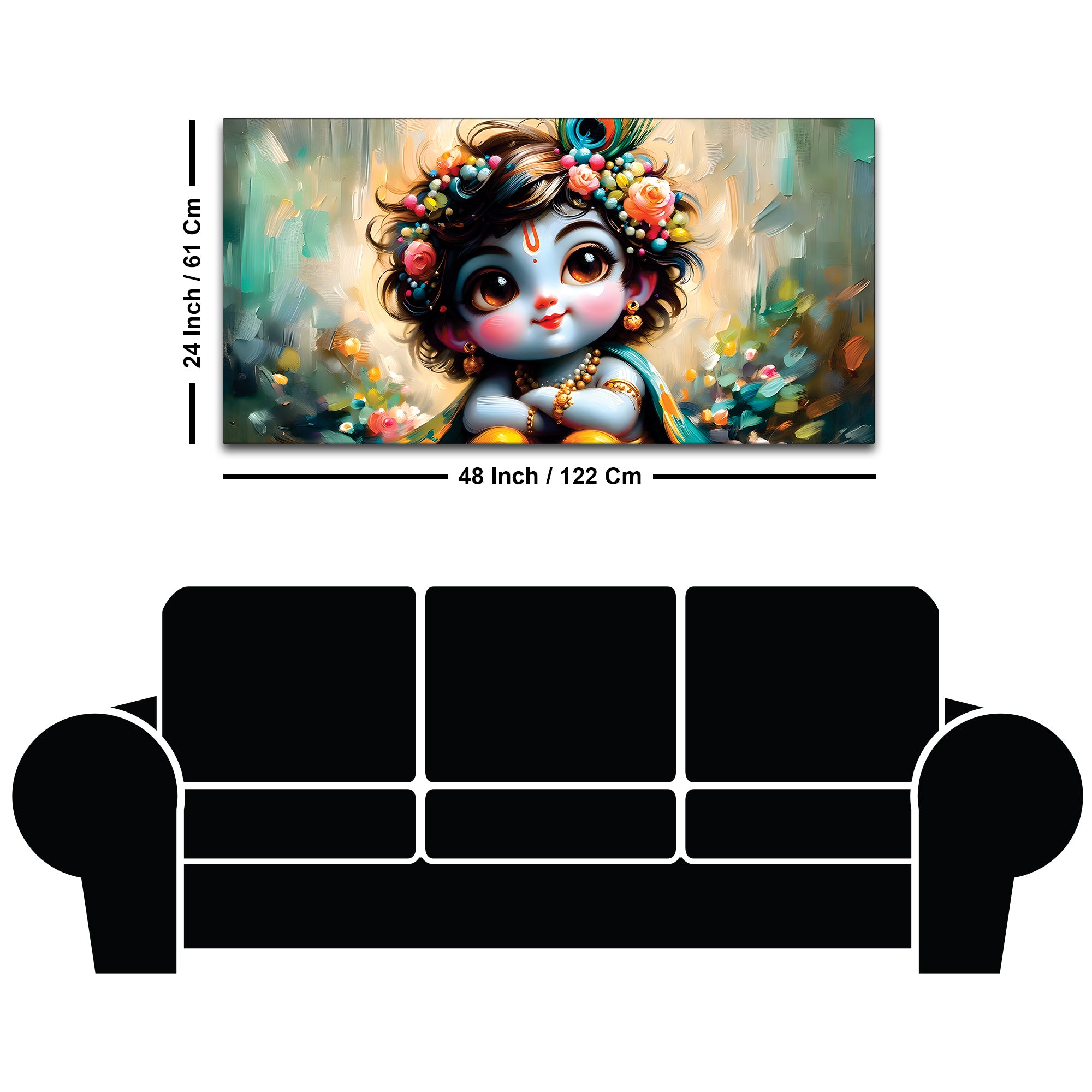 Adorable Baby Krishna Wall Painting on Canvas for Home Decoration