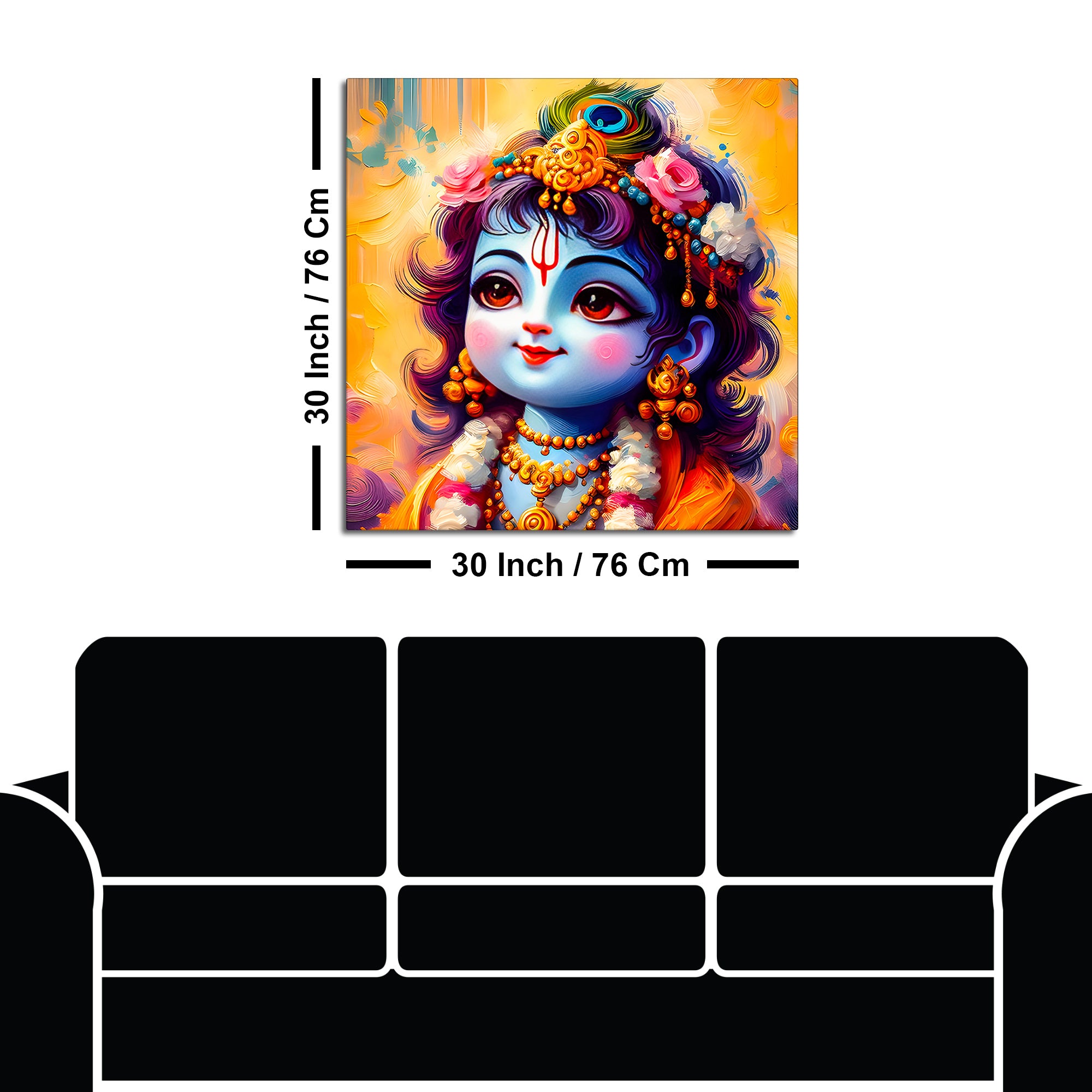 Adorable Little Krishna Canvas Wall Art Painting for Mandir & Living Room